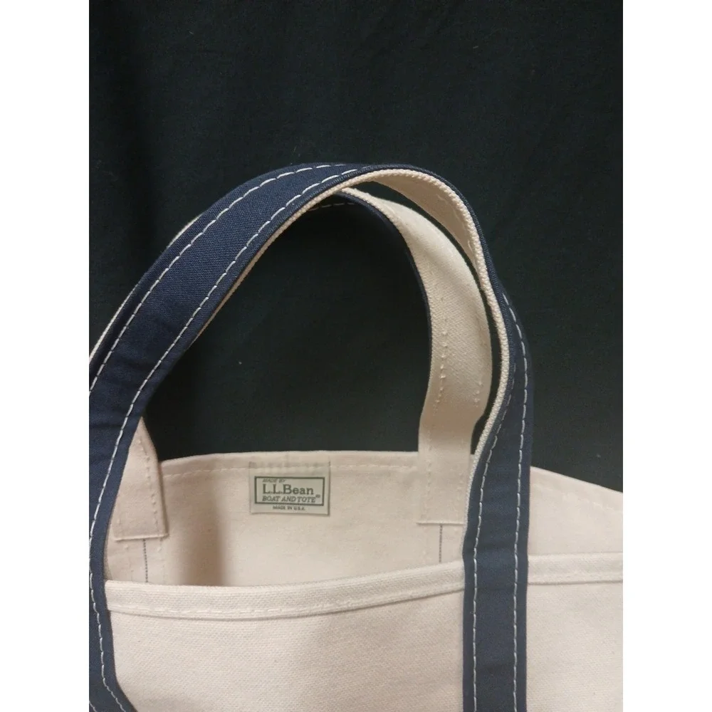 LL Bean Boat and Tote Navy Handles Made In USA Vintage VGC!!!